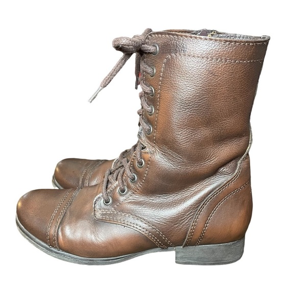 𝅺steve Madden Troopa Boots Brown Leather Size 9M - Picture 3 of 6